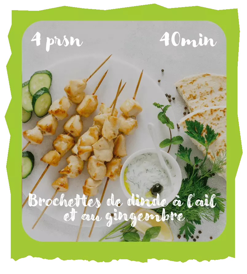 Brochettes de dinde a l'ail