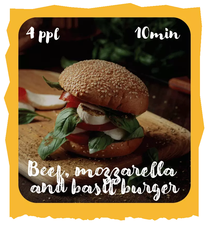 beef, mozzarella ans basil burger recipe