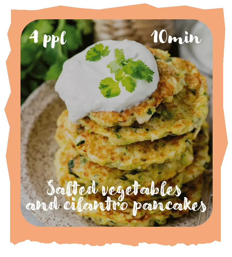 Salted vegetables and cilantro pancakes recipe