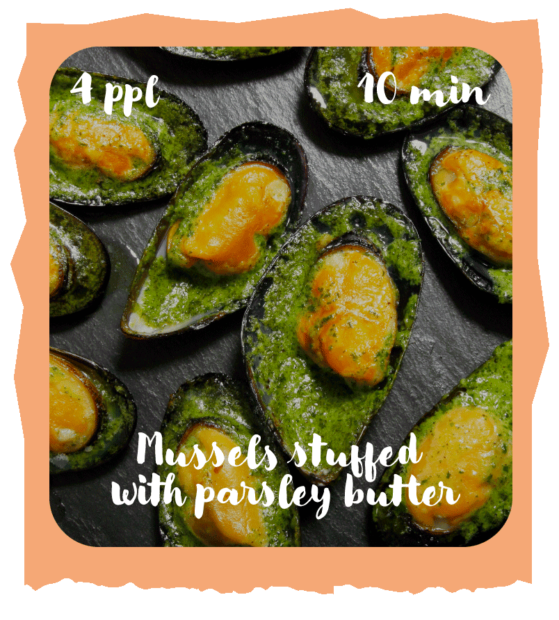 Mussels stuffed with parsley butter recipe